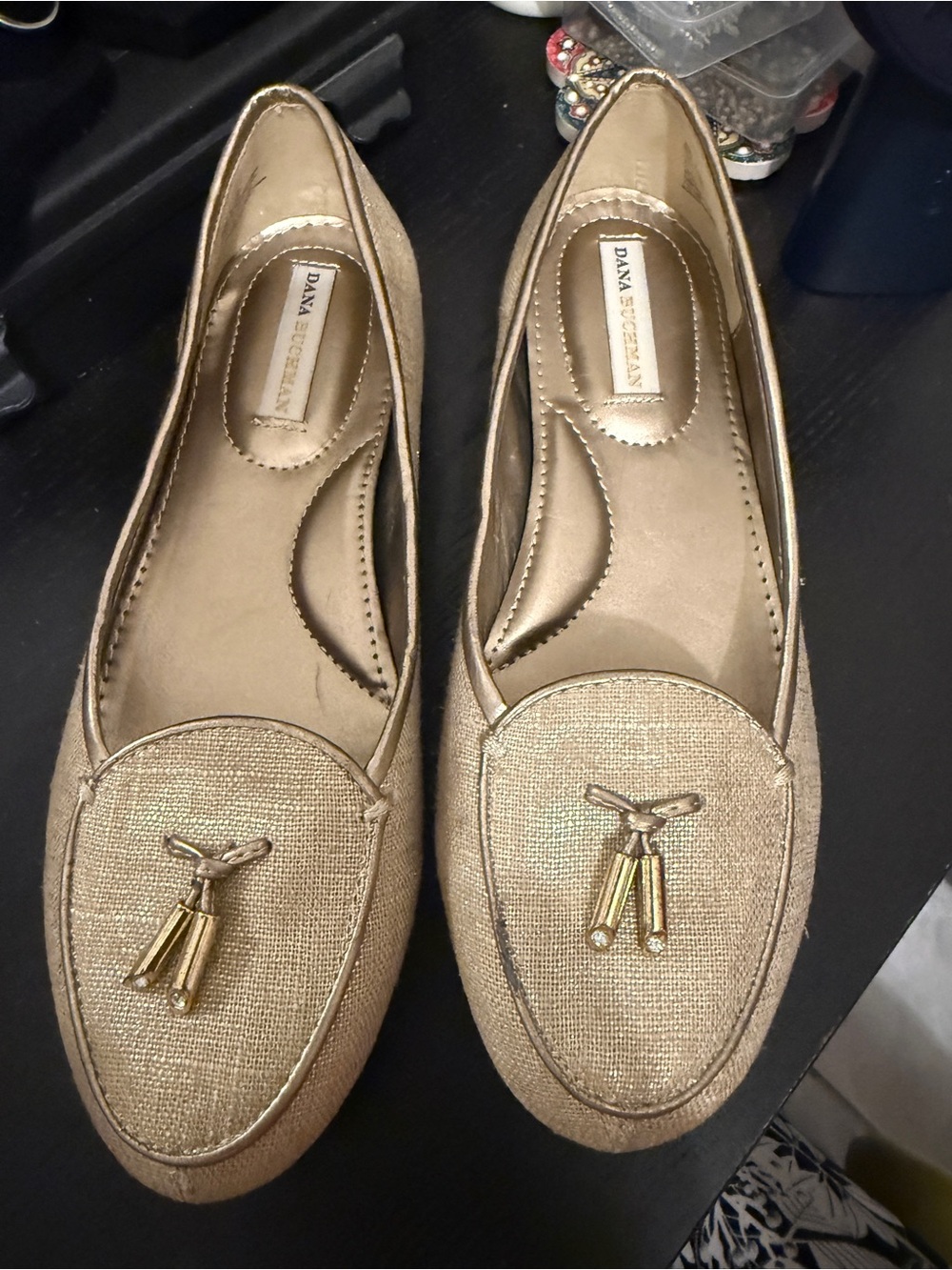 Dana Buchman Metallic Gold Tassel Loafers